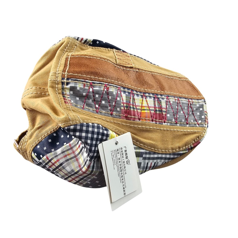 Jamont Newsboy Flat Hat Mens Multi Patchwork Cabbie Gatsby Adjustable Strap Back